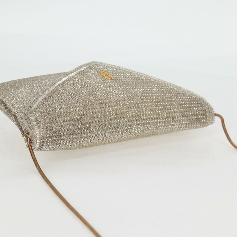 【日本直送】Christian Dior 銀色串珠單肩包 Auth 118639V-5