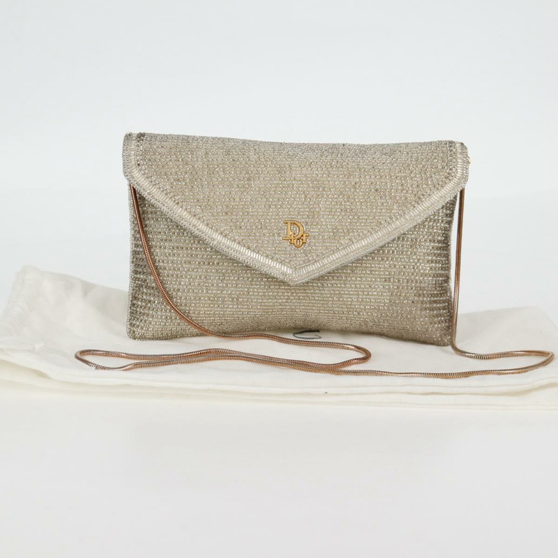 【日本直送】Christian Dior 銀色串珠單肩包 Auth 118639V-11