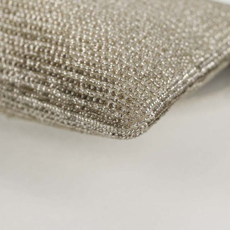 【日本直送】Christian Dior 銀色串珠單肩包 Auth 118639V-16