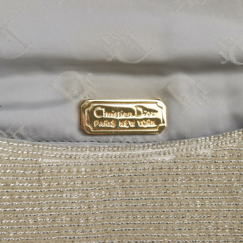 【日本直送】Christian Dior 銀色串珠單肩包 Auth 118639V-20