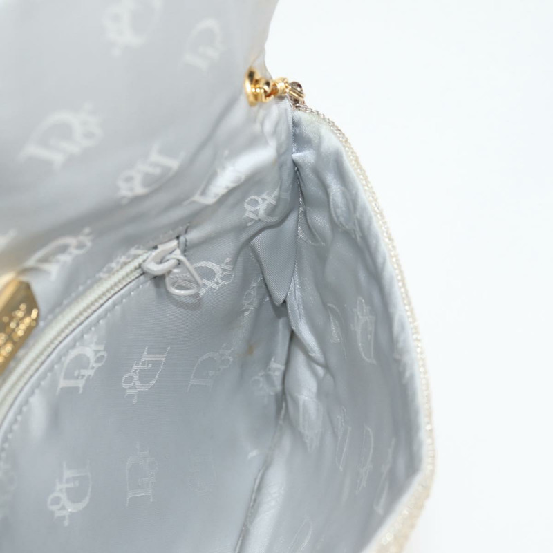 【日本直送】Christian Dior 銀色串珠單肩包 Auth 118639V-21