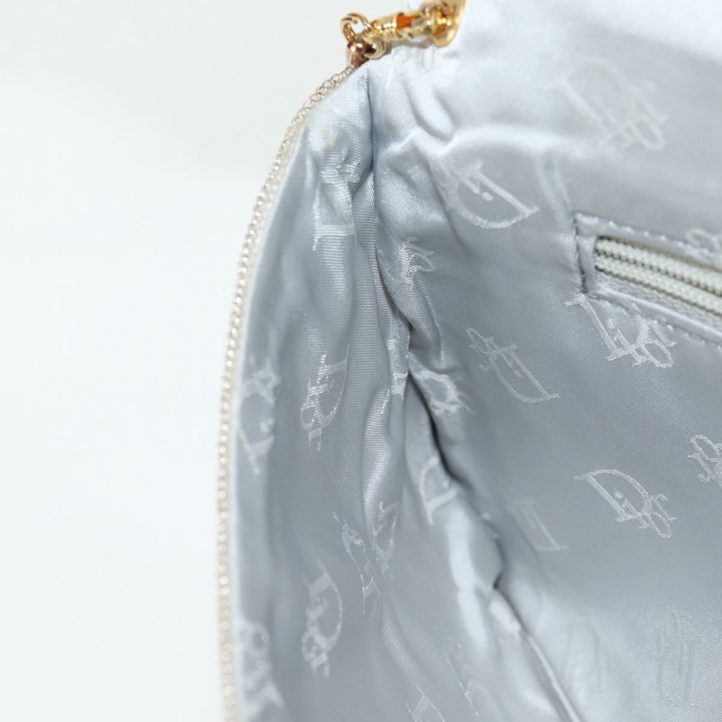 【日本直送】Christian Dior 銀色串珠單肩包 Auth 118639V-22