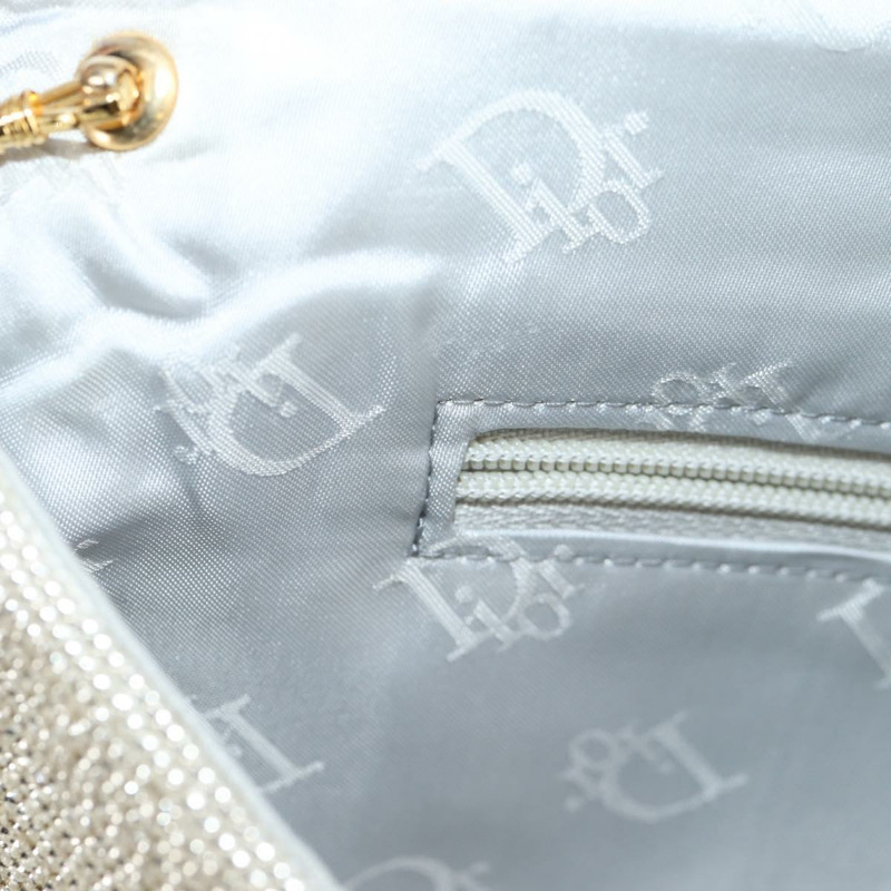【日本直送】Christian Dior 銀色串珠單肩包 Auth 118639V-23