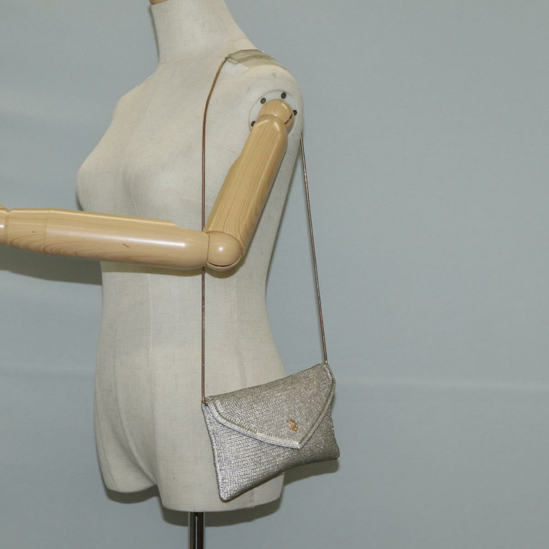 【日本直送】Christian Dior 銀色串珠單肩包 Auth 118639V-26