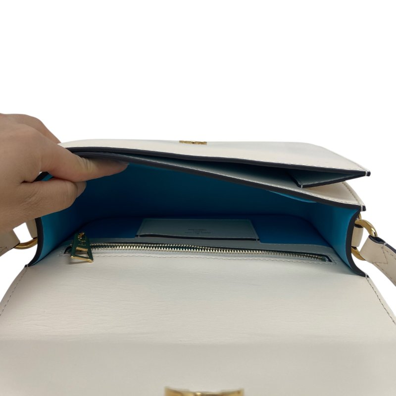 【LOUIS VUITTON】Monogram Empreinte Pont 郵差包 白色壓紋 金扣 M55950 晶片款(二手)F2886-13