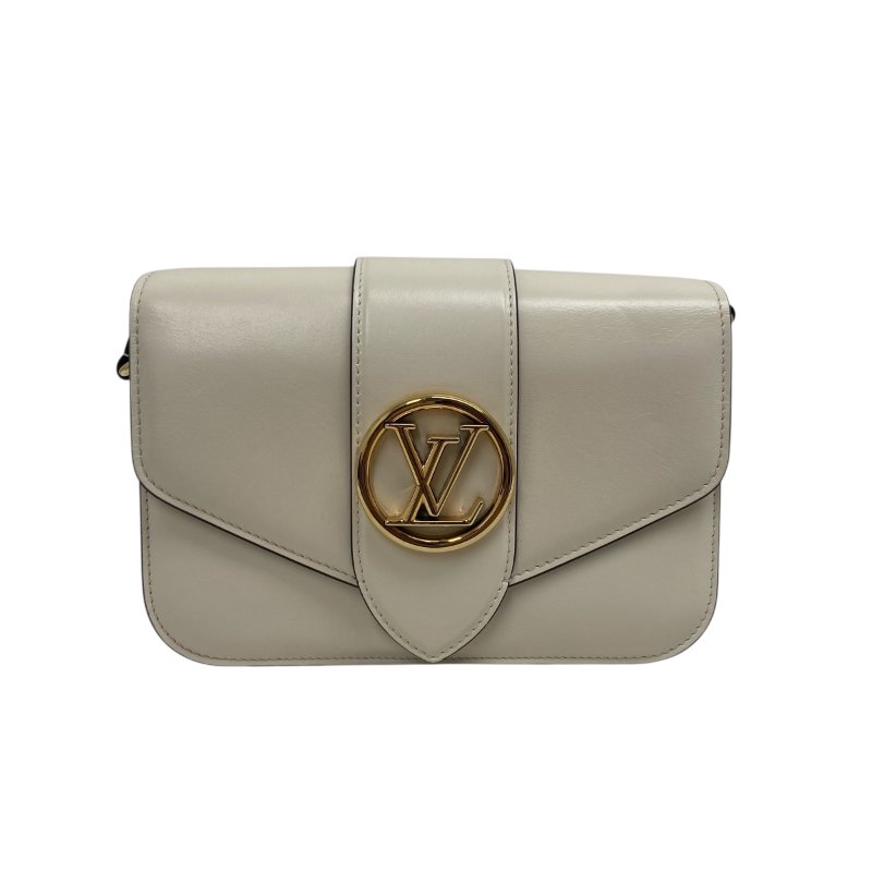 【LOUIS VUITTON】Monogram Empreinte Pont 郵差包 白色壓紋 金扣 M55950 晶片款(二手)F2886-14