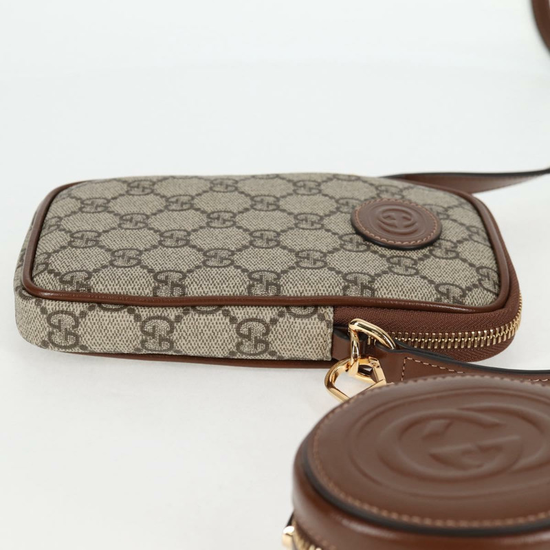 【日本直送】GUCCI GG Supreme 單肩包 PVC 米色 金色 700959 正品 118864M-3