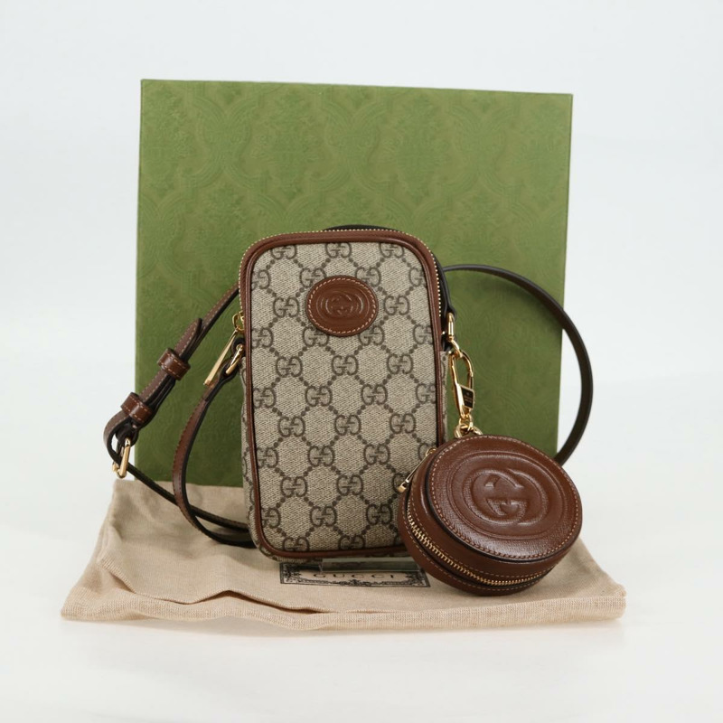 【日本直送】GUCCI GG Supreme 單肩包 PVC 米色 金色 700959 正品 118864M-11