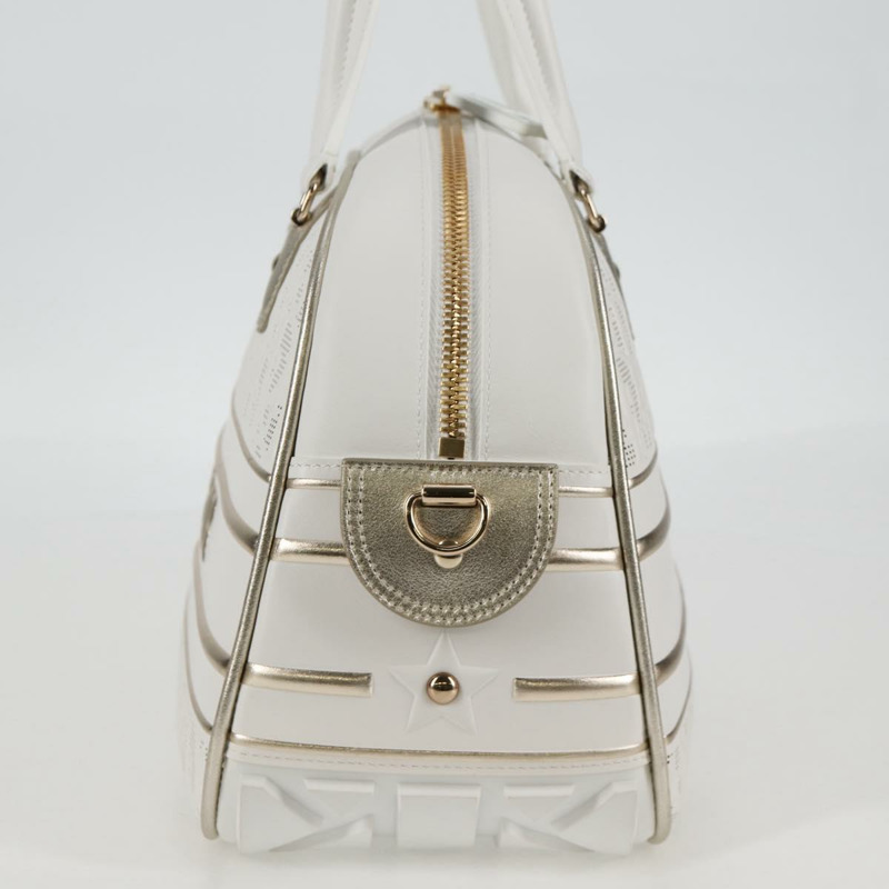 【日本直送】Christian Dior 中型經典保齡球包，皮革材質，白色金色，正品，貨號 121262M-2