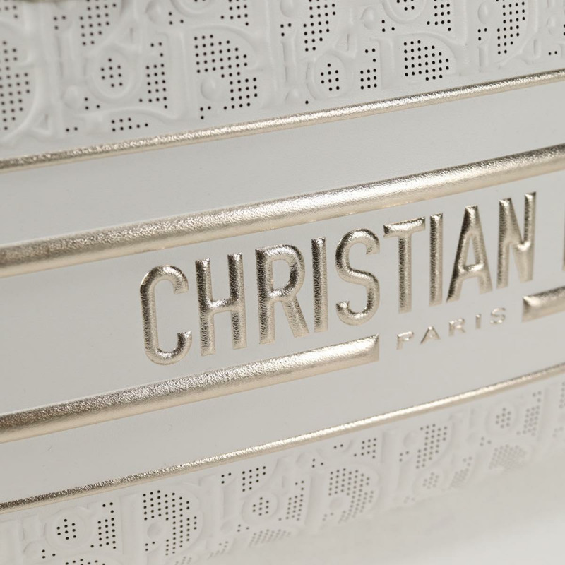 【日本直送】Christian Dior 中型經典保齡球包，皮革材質，白色金色，正品，貨號 121262M-16