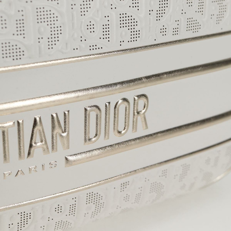 【日本直送】Christian Dior 中型經典保齡球包，皮革材質，白色金色，正品，貨號 121262M-17