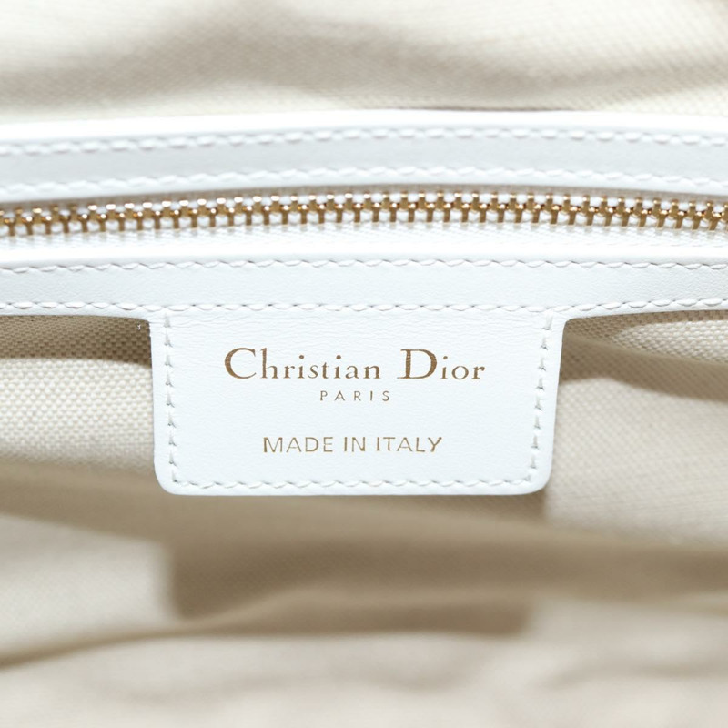 【日本直送】Christian Dior 中型經典保齡球包，皮革材質，白色金色，正品，貨號 121262M-19