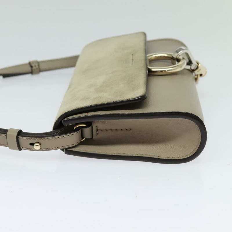 【日本直送】Chloe Fay 肩背包 絨面革 米色金色 正品 BA2586-2