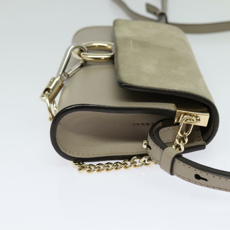 【日本直送】Chloe Fay 肩背包 絨面革 米色金色 正品 BA2586-3
