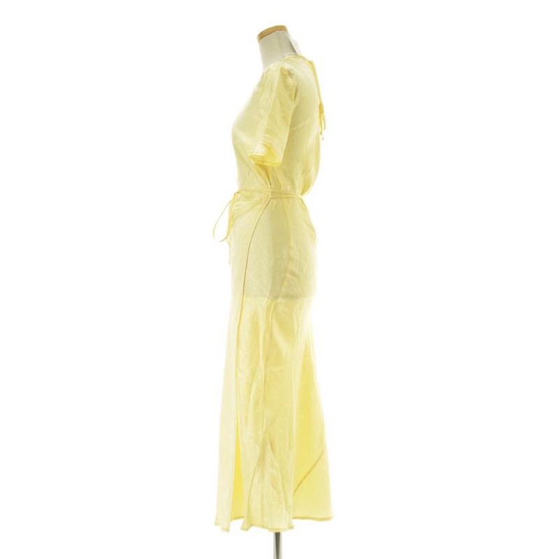 Acne studios satin wrap dress baby yellow-2