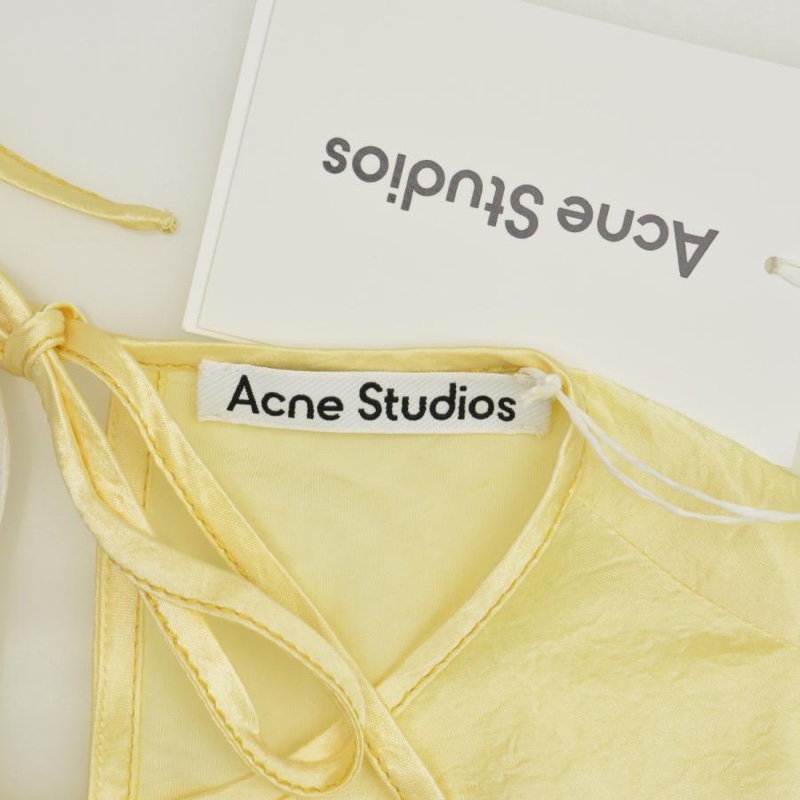 Acne studios satin wrap dress baby yellow-3