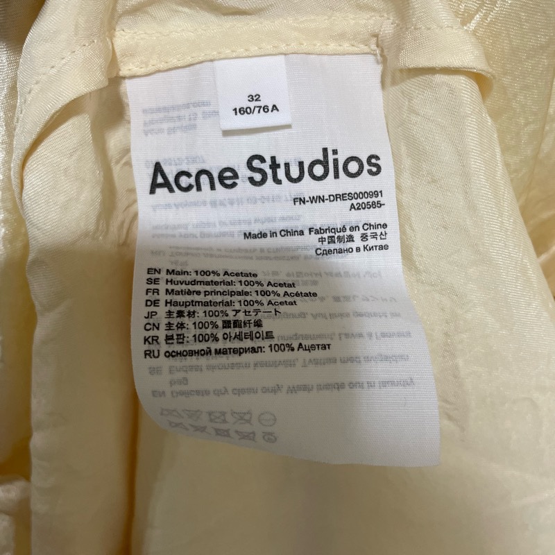 Acne studios satin wrap dress baby yellow-4