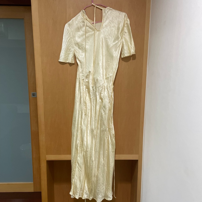 Acne studios satin wrap dress baby yellow-6