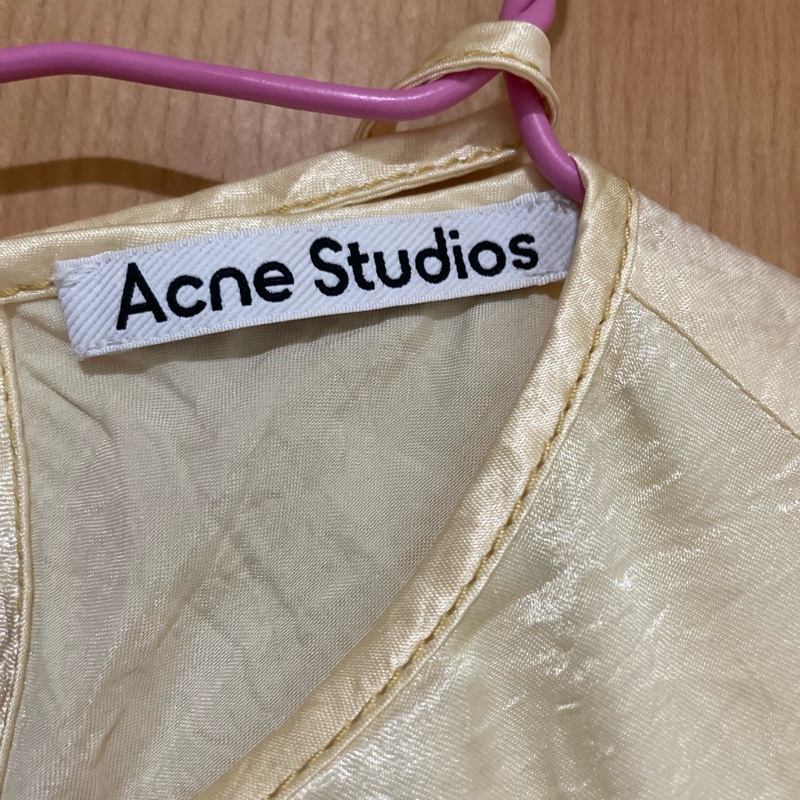 Acne studios satin wrap dress baby yellow-7