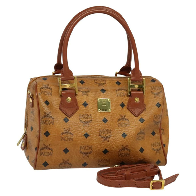 【日本直送】MCM Logo 圖案 Vicetos 波士頓包 PVC 皮革 2 款 棕金色 正品 gh221-0