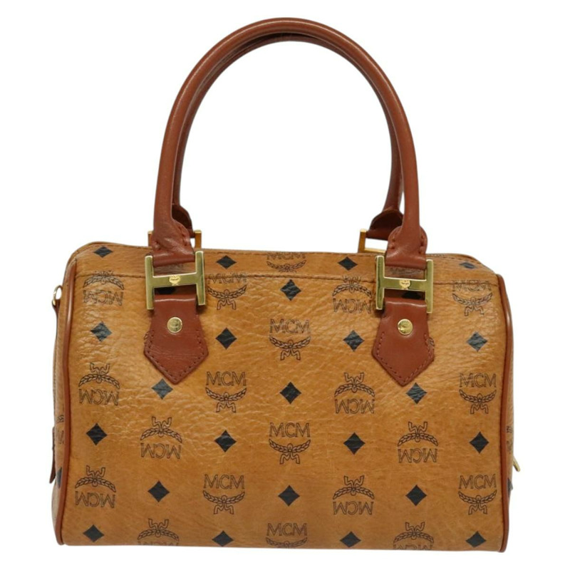 【日本直送】MCM Logo 圖案 Vicetos 波士頓包 PVC 皮革 2 款 棕金色 正品 gh221-1
