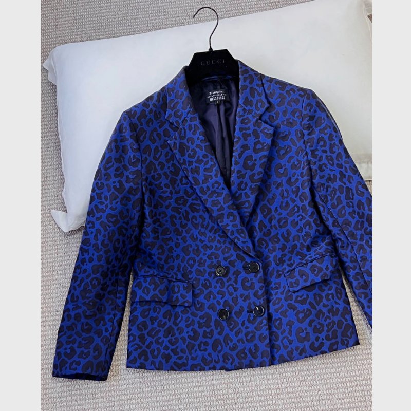3.1 PHILLIP LIM 深藍豹紋緹花西裝外套 4/36/S/M-6