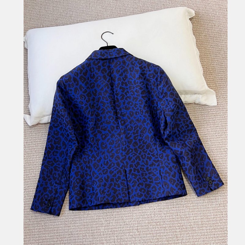 3.1 PHILLIP LIM 深藍豹紋緹花西裝外套 4/36/S/M-7