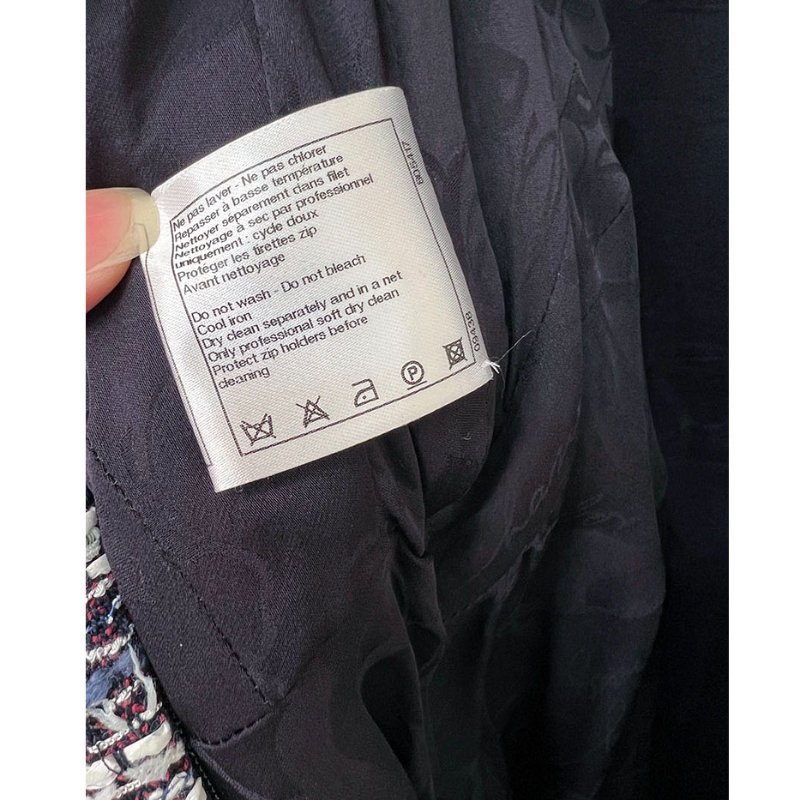 CHANEL TWEED 深藍牛仔毛呢短袖洋裝 36/S/M-16
