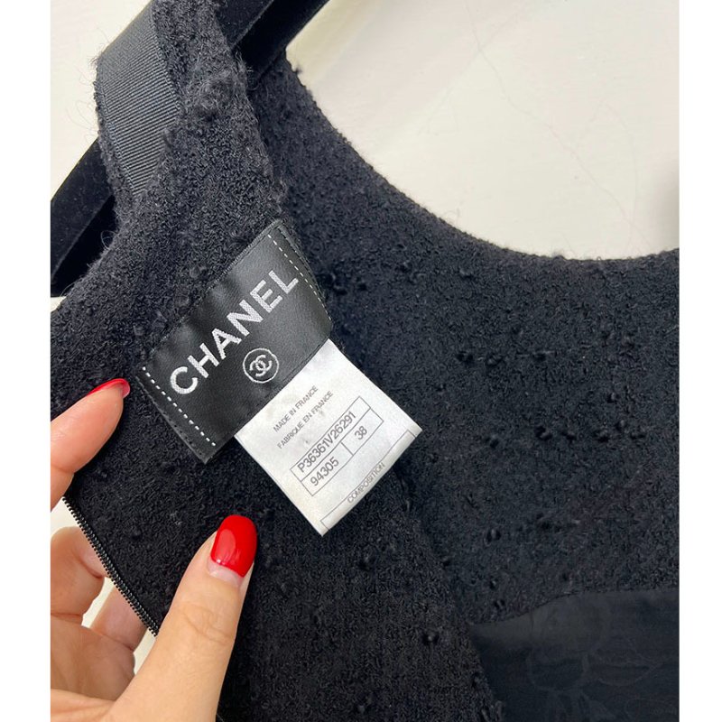 未用 / CHANEL 經典黑色毛呢合身小黑洋 36/38/S/M-9