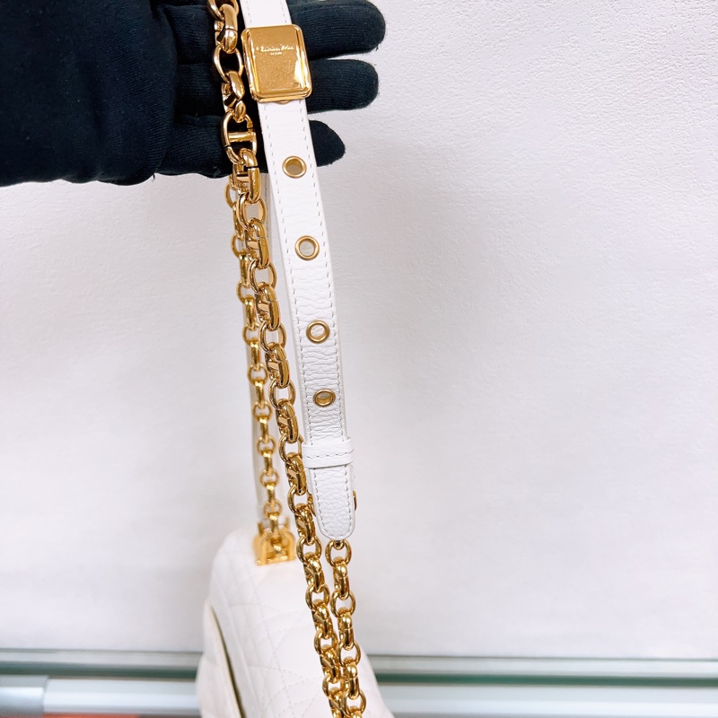 Dior caro small 奶白色鏈條包-10