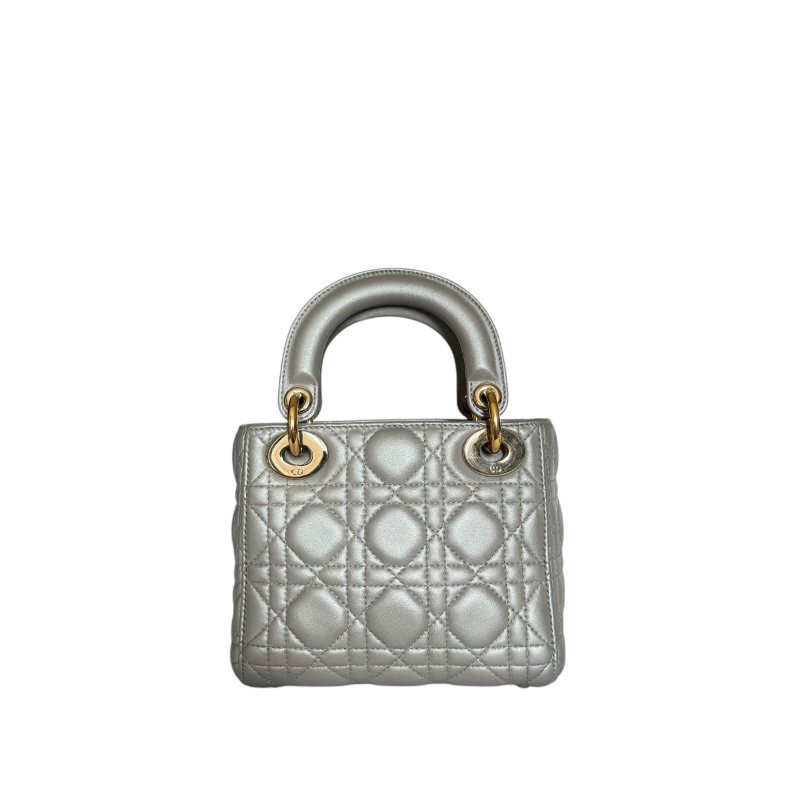 【DIOR】Lady Dior 灰色小牛皮 金扣 戴妃包(二手)K2911-11