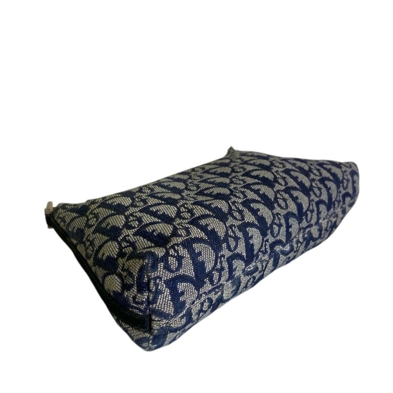 【DIOR】Oblique 藍色帆布 銀扣 腋下包 Hobo（二手）K2775-7