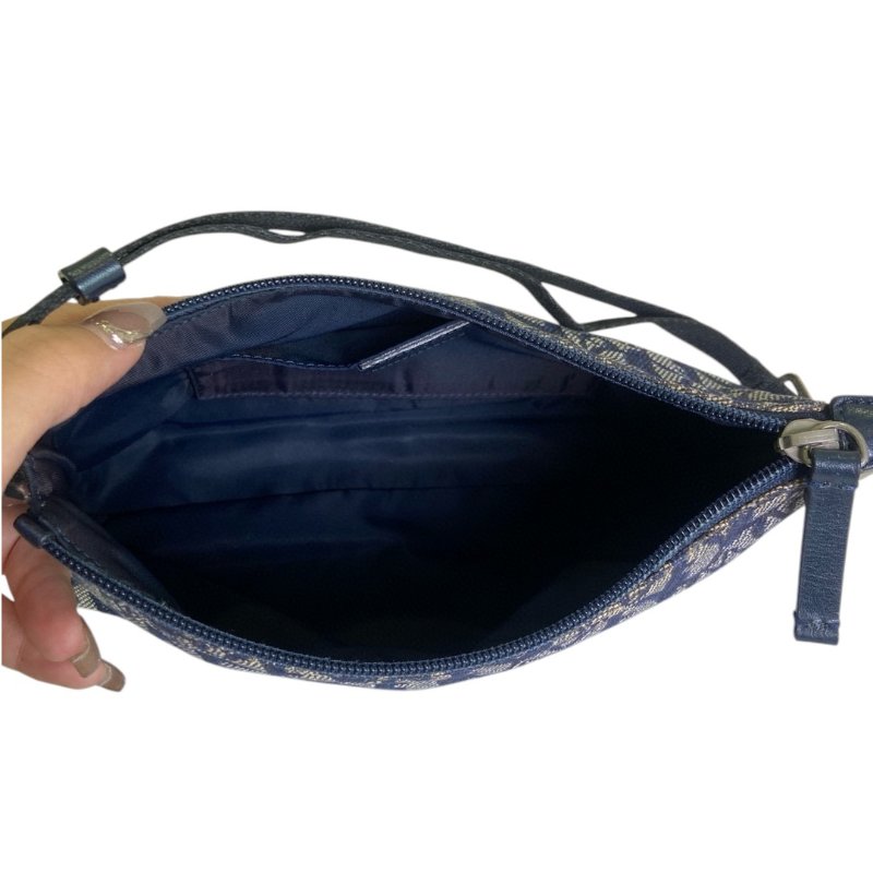 【DIOR】Oblique 藍色帆布 銀扣 腋下包 Hobo（二手）K2775-13