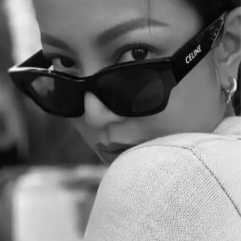 全新 CELINE 黑框大方框墨鏡＋原廠皮革掛脖眼鏡包