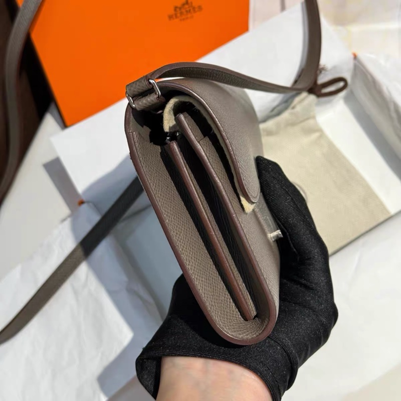有購證💓 全新Y刻愛馬仕Hermes 8F 錫器灰 銀扣 Constance to go斜挎包 epsom皮-3