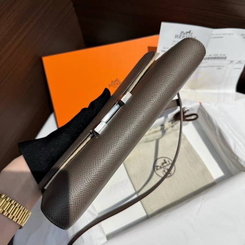 有購證💓 全新Y刻愛馬仕Hermes 8F 錫器灰 銀扣 Constance to go斜挎包 epsom皮-4