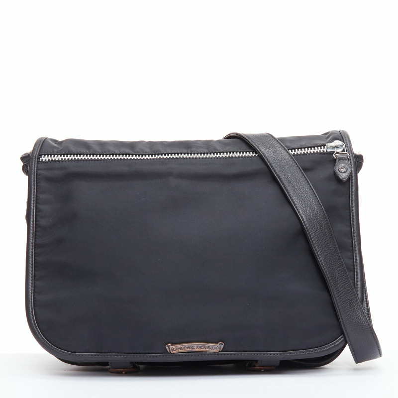 CHROME HEARTS Gunslinger black nylon silver logo satchel crossbody bag-0