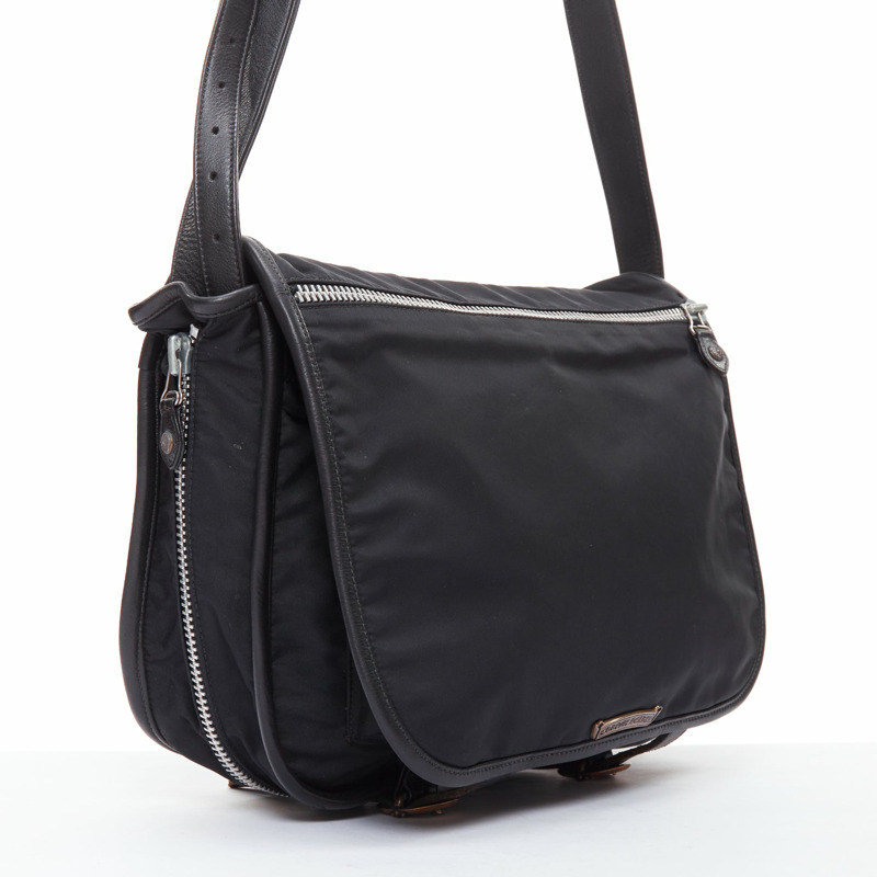 CHROME HEARTS Gunslinger black nylon silver logo satchel crossbody bag-2