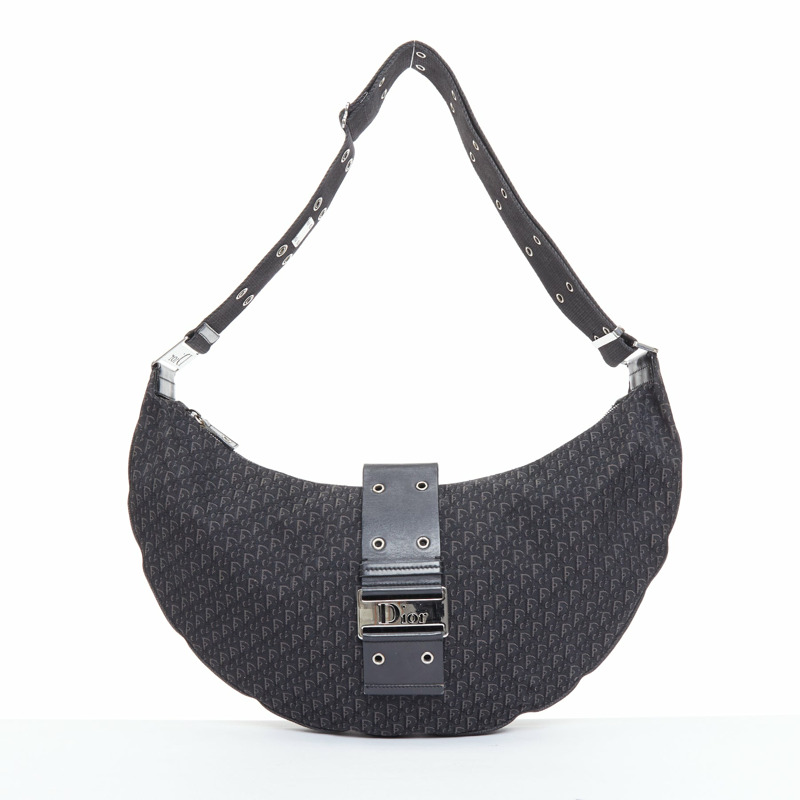 CHRISTIAN DIOR John Galliano Street Chic Hobo black Diorissimo crossbody bag-0
