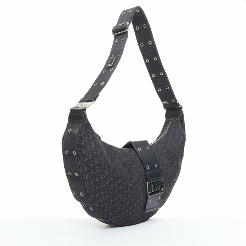 CHRISTIAN DIOR John Galliano Street Chic Hobo black Diorissimo crossbody bag-2