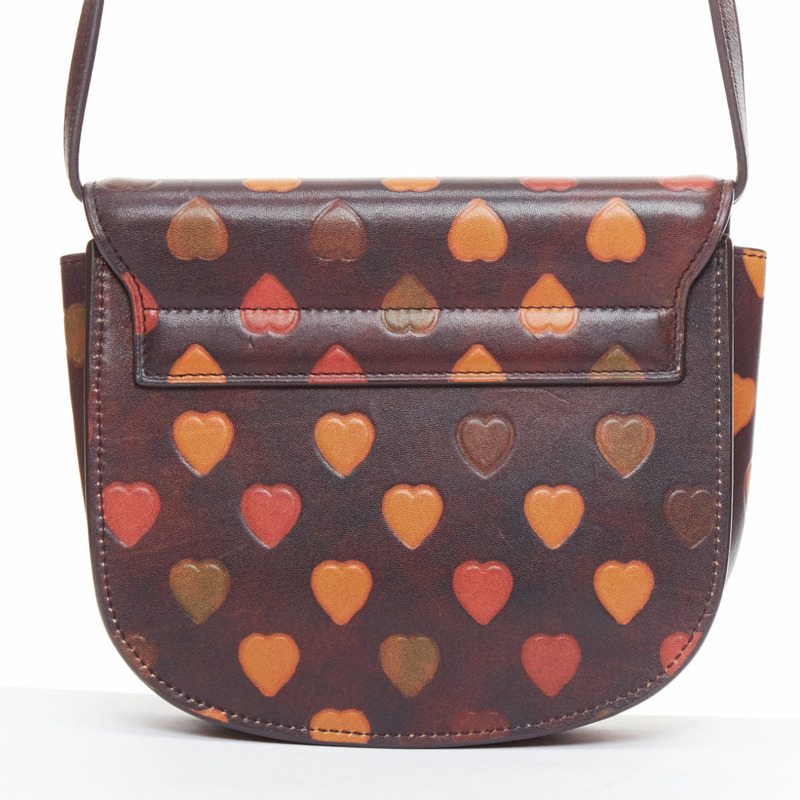 SAINT LAURENT Kaia brown heart embossed print YSL crossbody bag-4