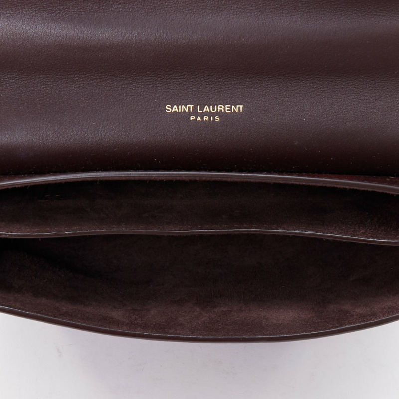 SAINT LAURENT Kaia brown heart embossed print YSL crossbody bag-9