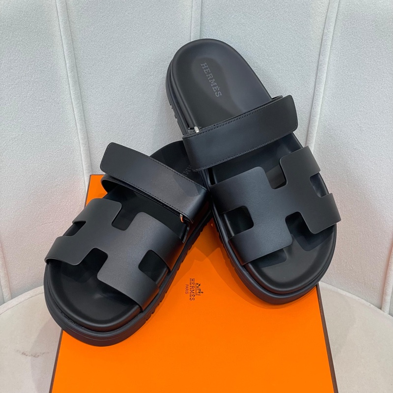 HERMES POP H 黑色拖鞋 二舅鞋 X654-1