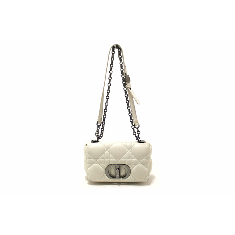 Christian Dior White Lambskin Leather Small Caro Shoulder Crossbody Bag-2