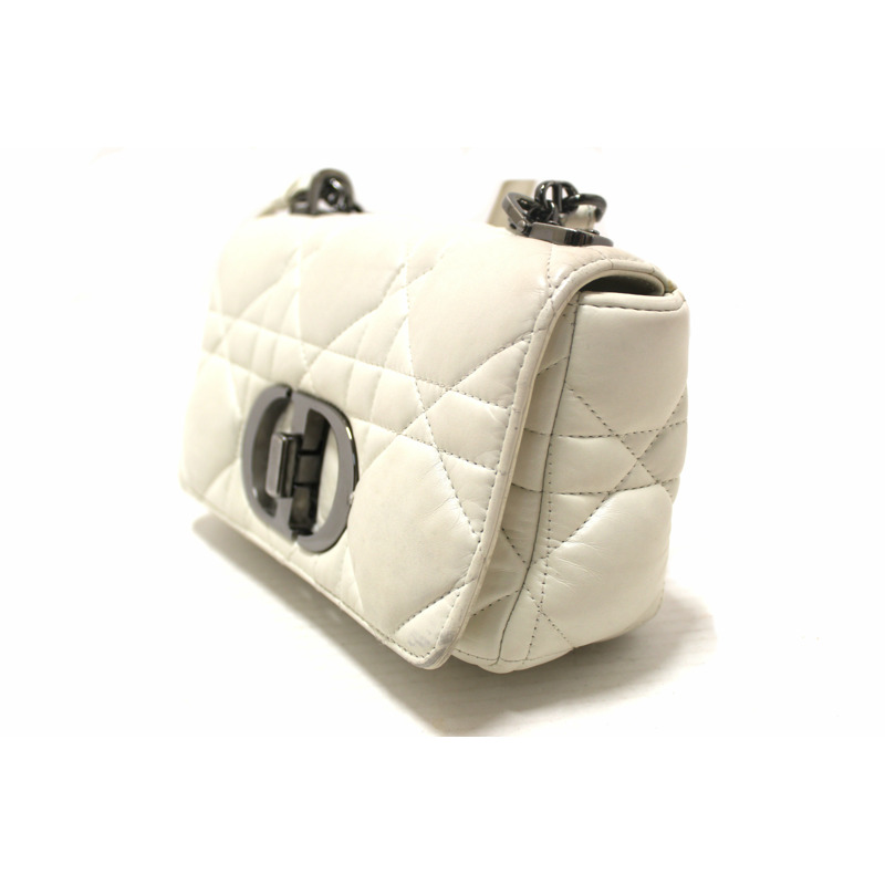 Christian Dior White Lambskin Leather Small Caro Shoulder Crossbody Bag-5