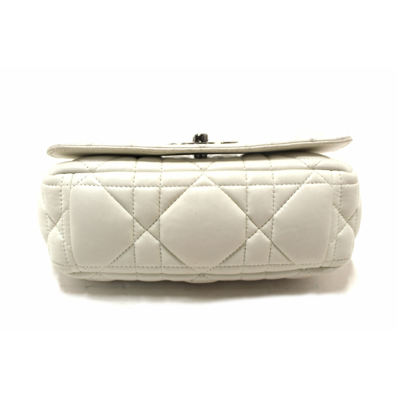 Christian Dior White Lambskin Leather Small Caro Shoulder Crossbody Bag-6