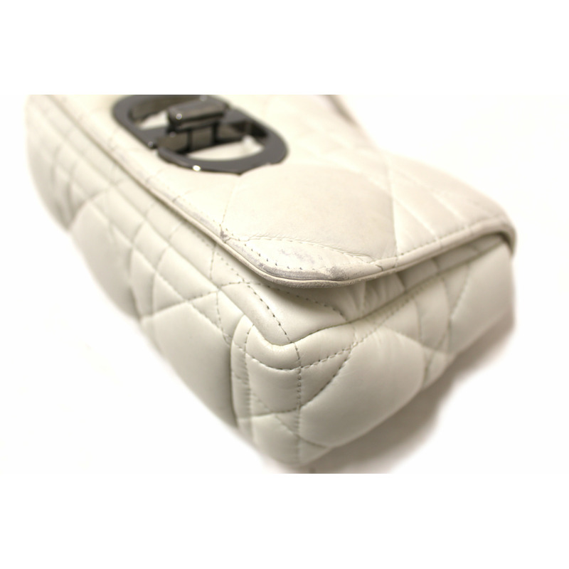 Christian Dior White Lambskin Leather Small Caro Shoulder Crossbody Bag-7