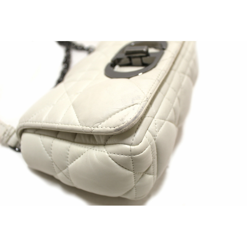 Christian Dior White Lambskin Leather Small Caro Shoulder Crossbody Bag-8