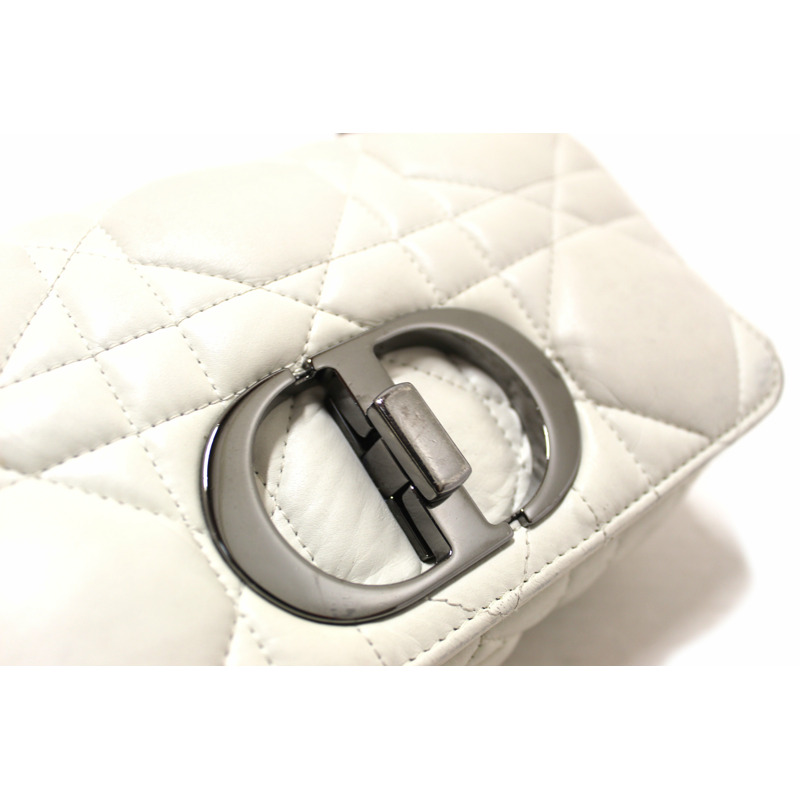 Christian Dior White Lambskin Leather Small Caro Shoulder Crossbody Bag-9