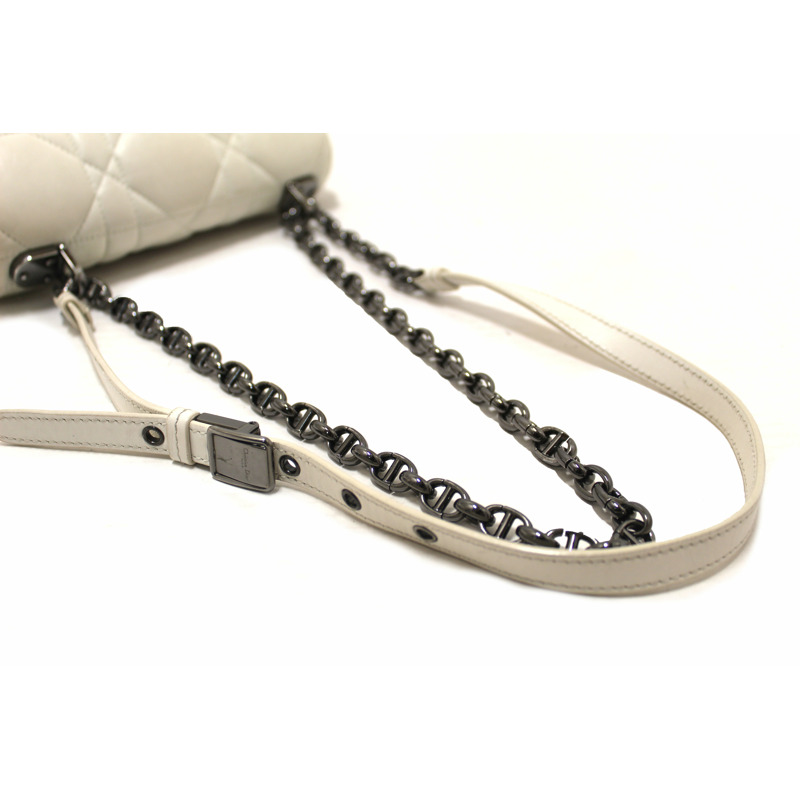 Christian Dior White Lambskin Leather Small Caro Shoulder Crossbody Bag-12